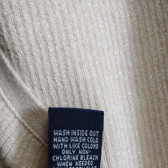 GAP Stretch Gold Shimmer Open Back Turtleneck Top XL - Picture 12 of 12